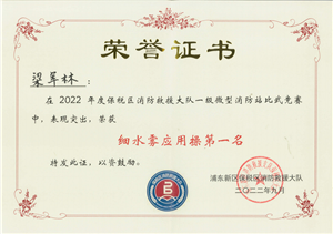 宗保公司员工在2022年度浦东新区保税区消防救援大队一级微型消防